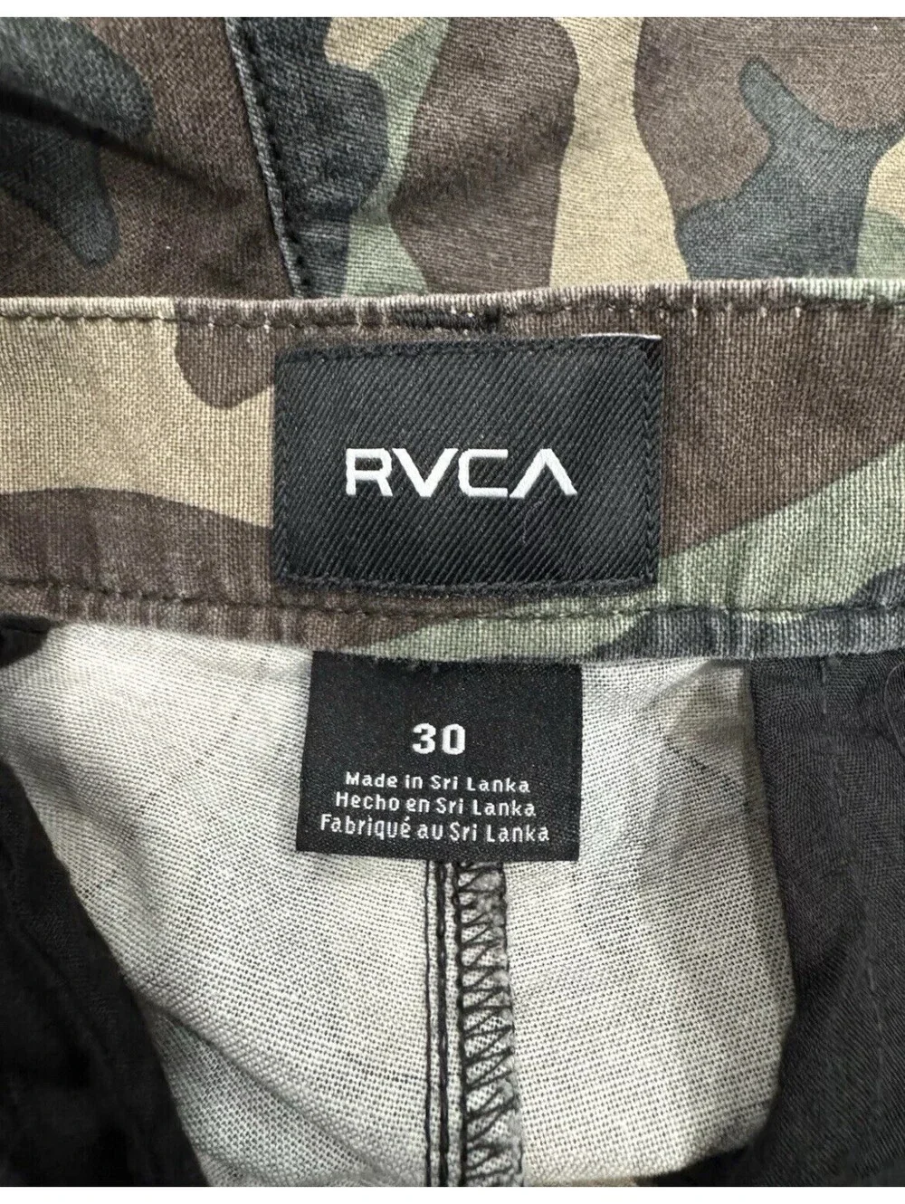 RVCA Camouflage Chino Shorts Men’s 30 Camo American Casual Skater